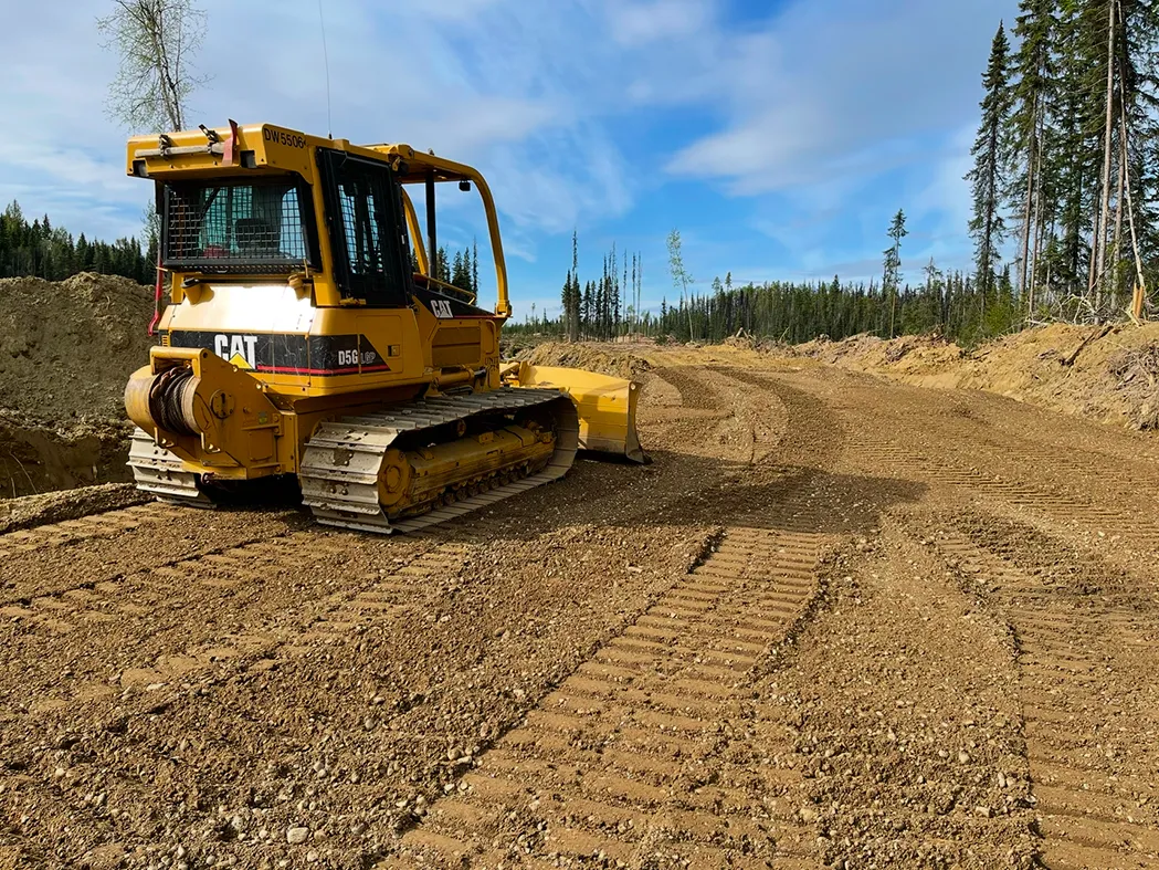 Mini dozer on worksite